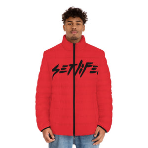 Red CREATIVES Puffer Jacket (AOP)