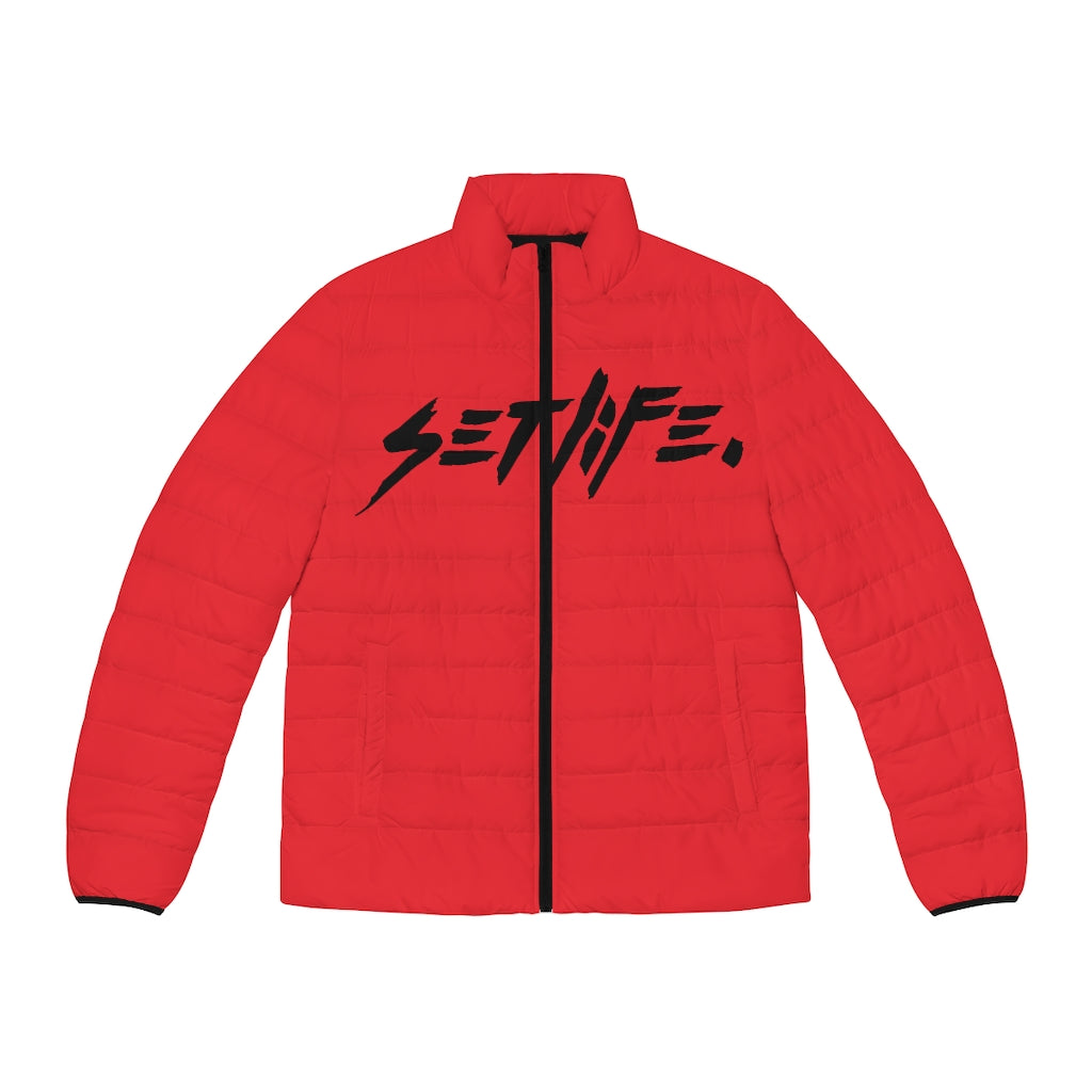 Red CREATIVES Puffer Jacket (AOP)