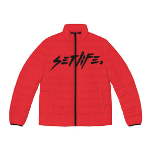 Red CREATIVES Puffer Jacket (AOP)