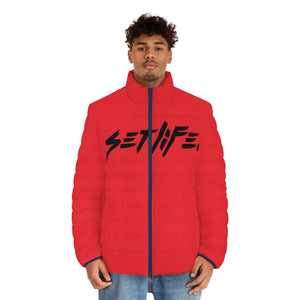 Red CREATIVES Puffer Jacket (AOP)